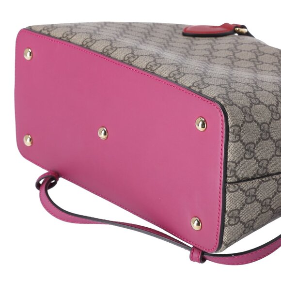 GUCCI GG Supreme Tote 429147 Beige Brown Multi Pink Red - Picture 6 of 9